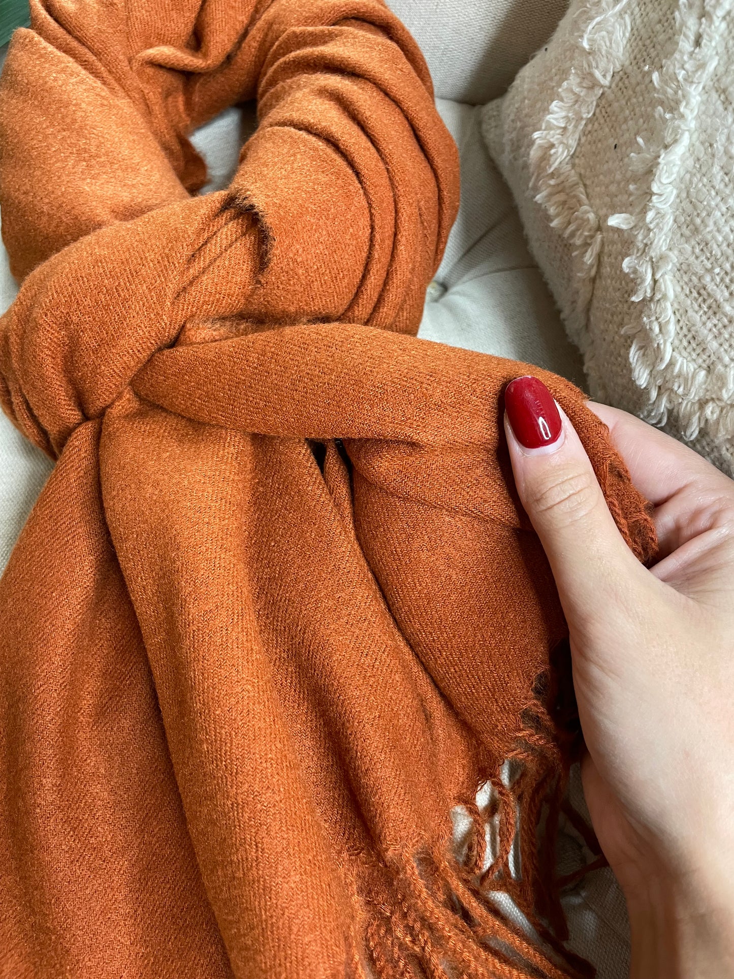 Écharpe toucher cachemire rouille