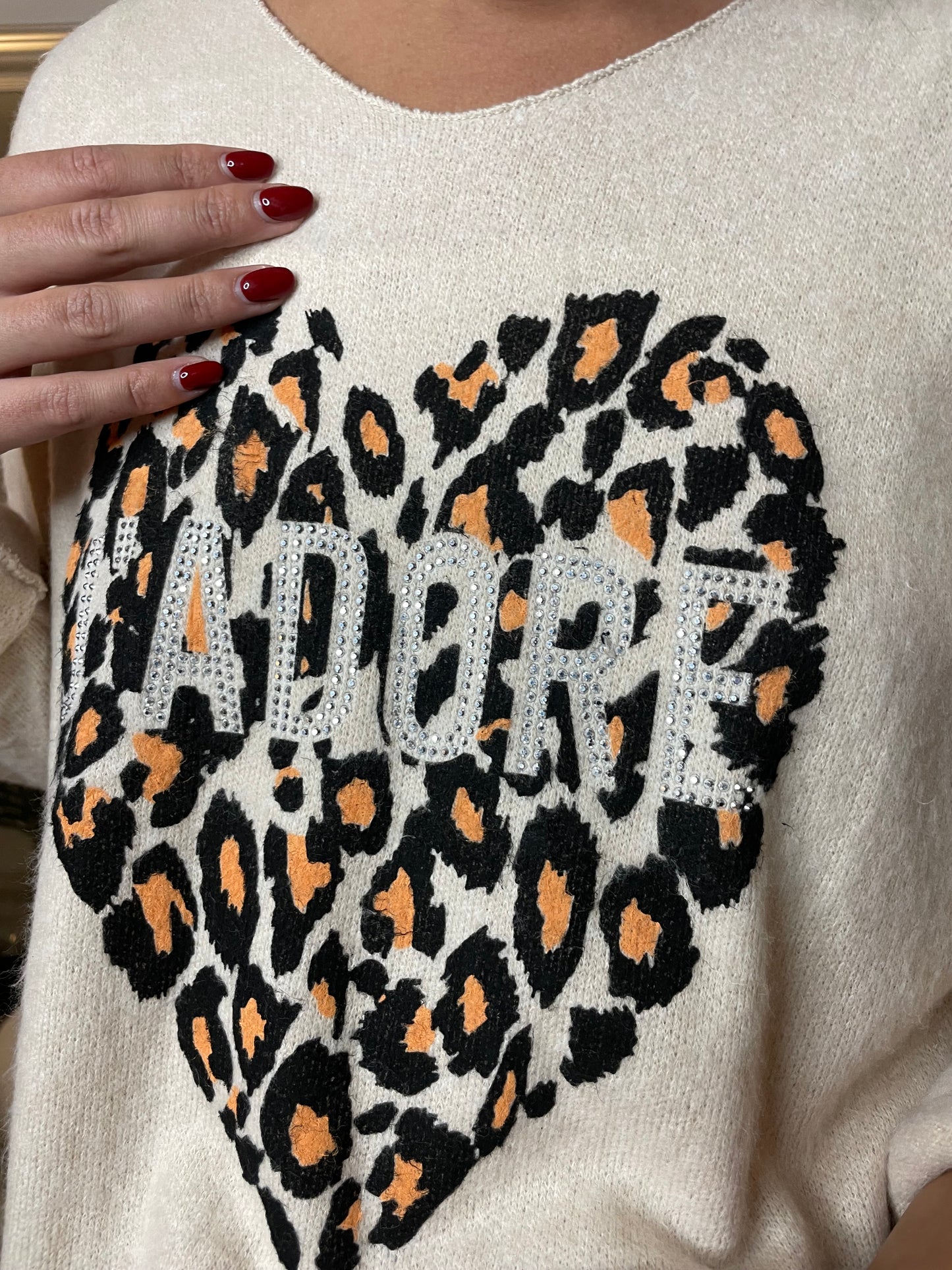 Pull J’adore blanc cassé