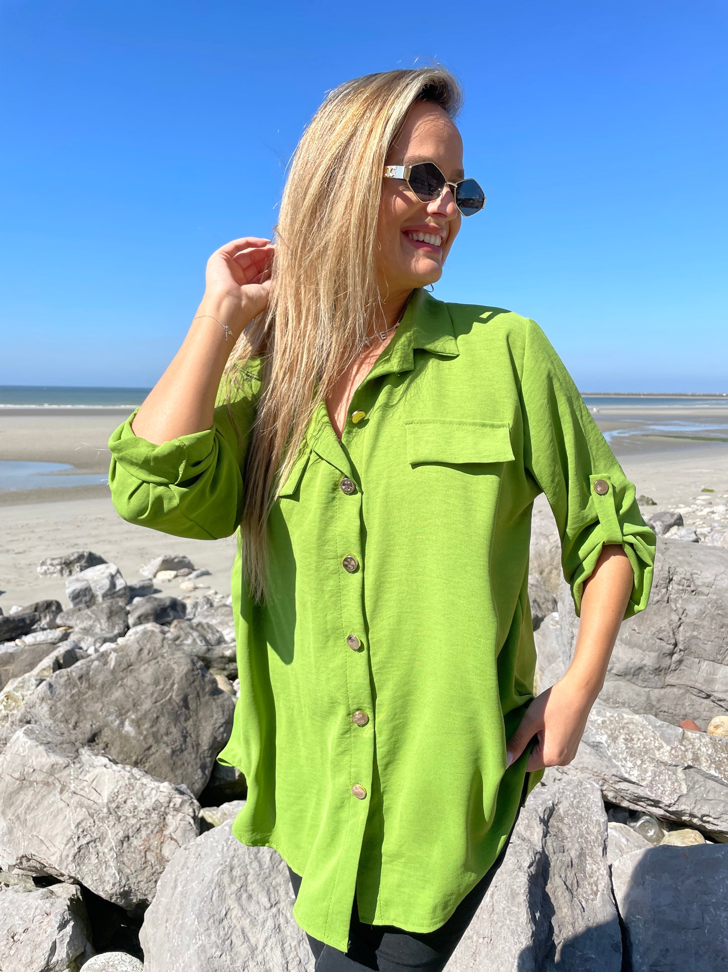 Chemise ample Jeanne verte