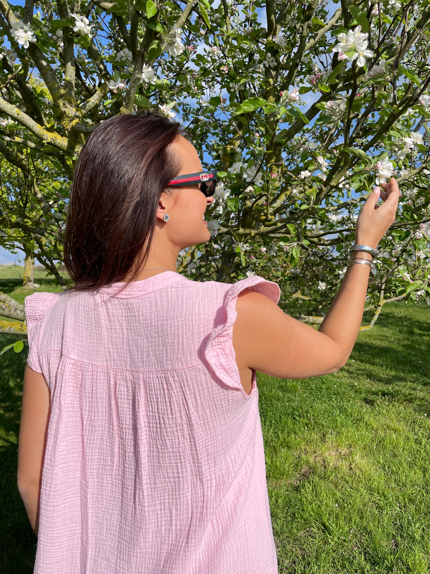 Robe blush gaz de coton rose