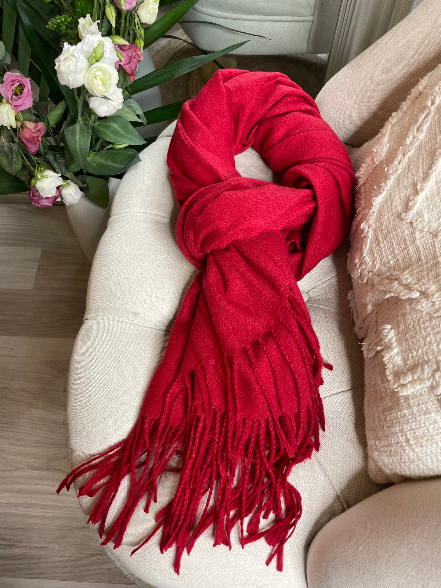 Écharpe toucher cachemire rouge
