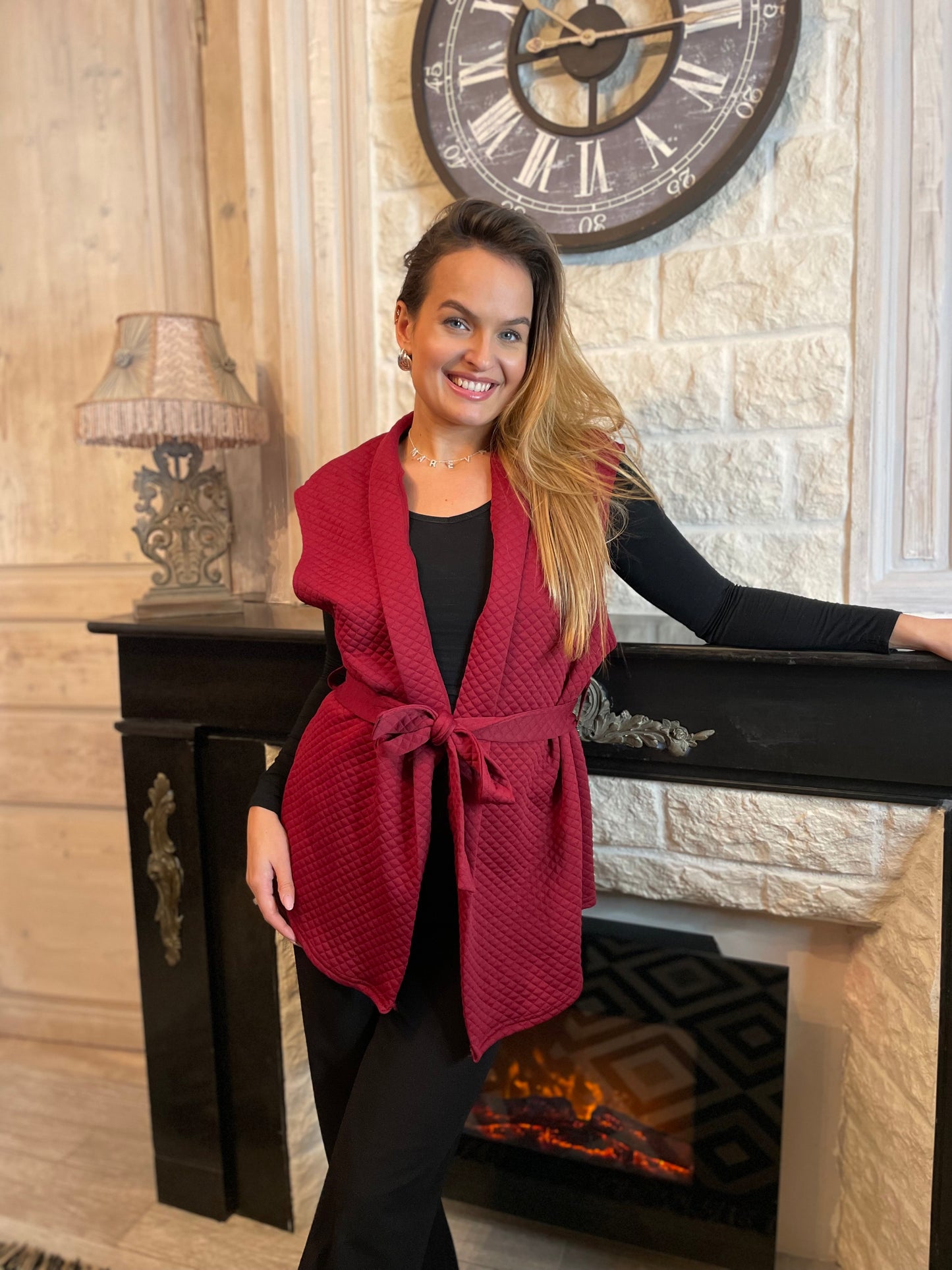 Veste sans manches bordeaux