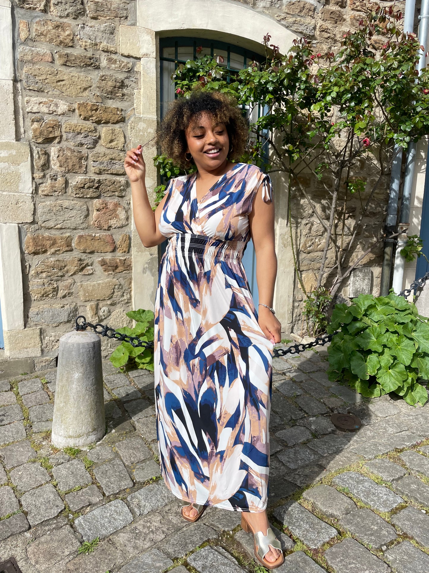 Robe Noémie beige/marine