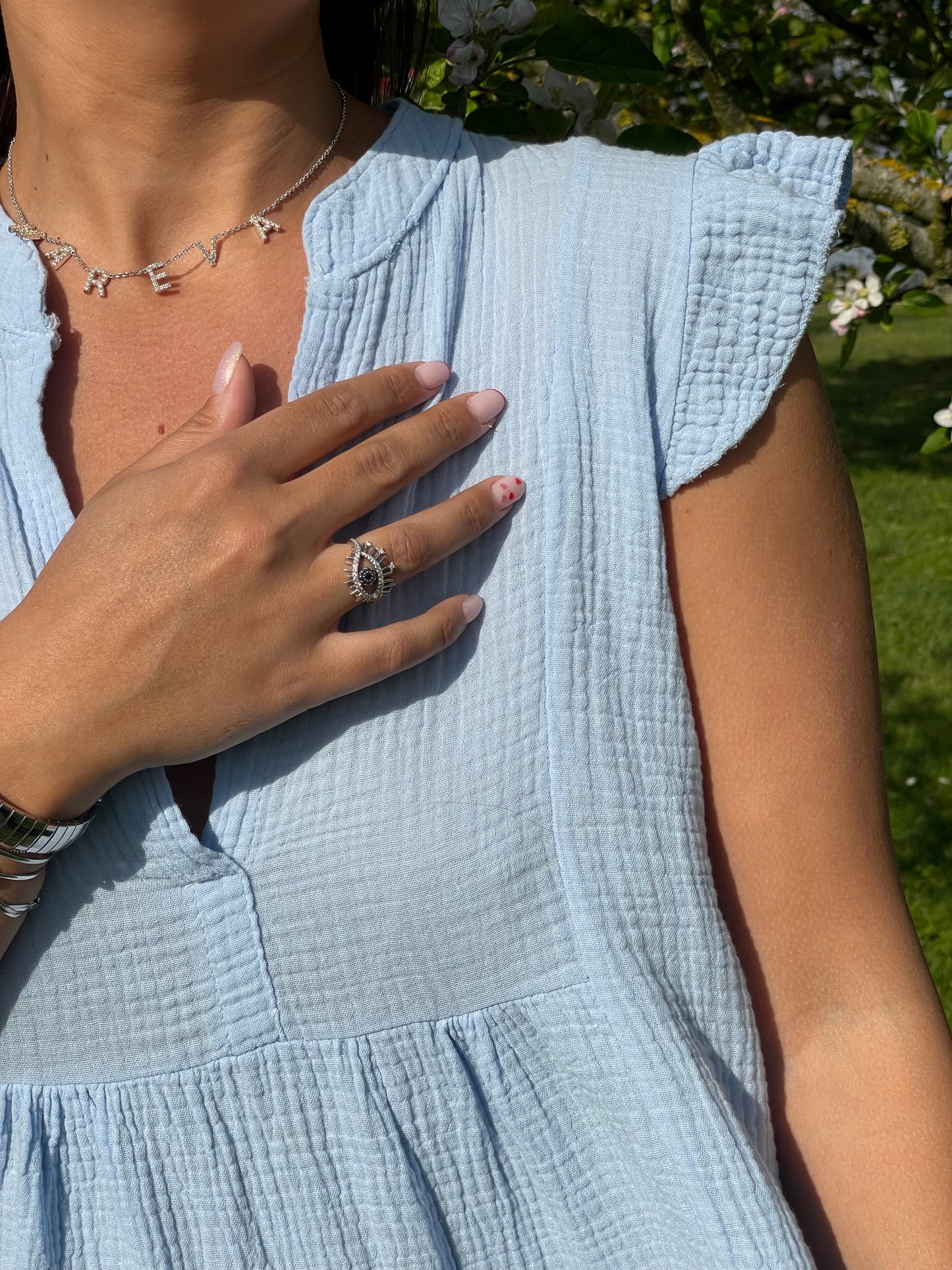 Robe blush gaz de coton bleue