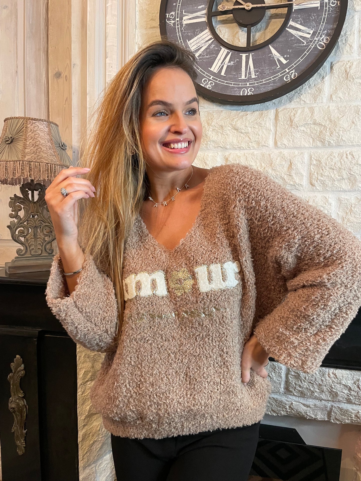 Pull Amour beige