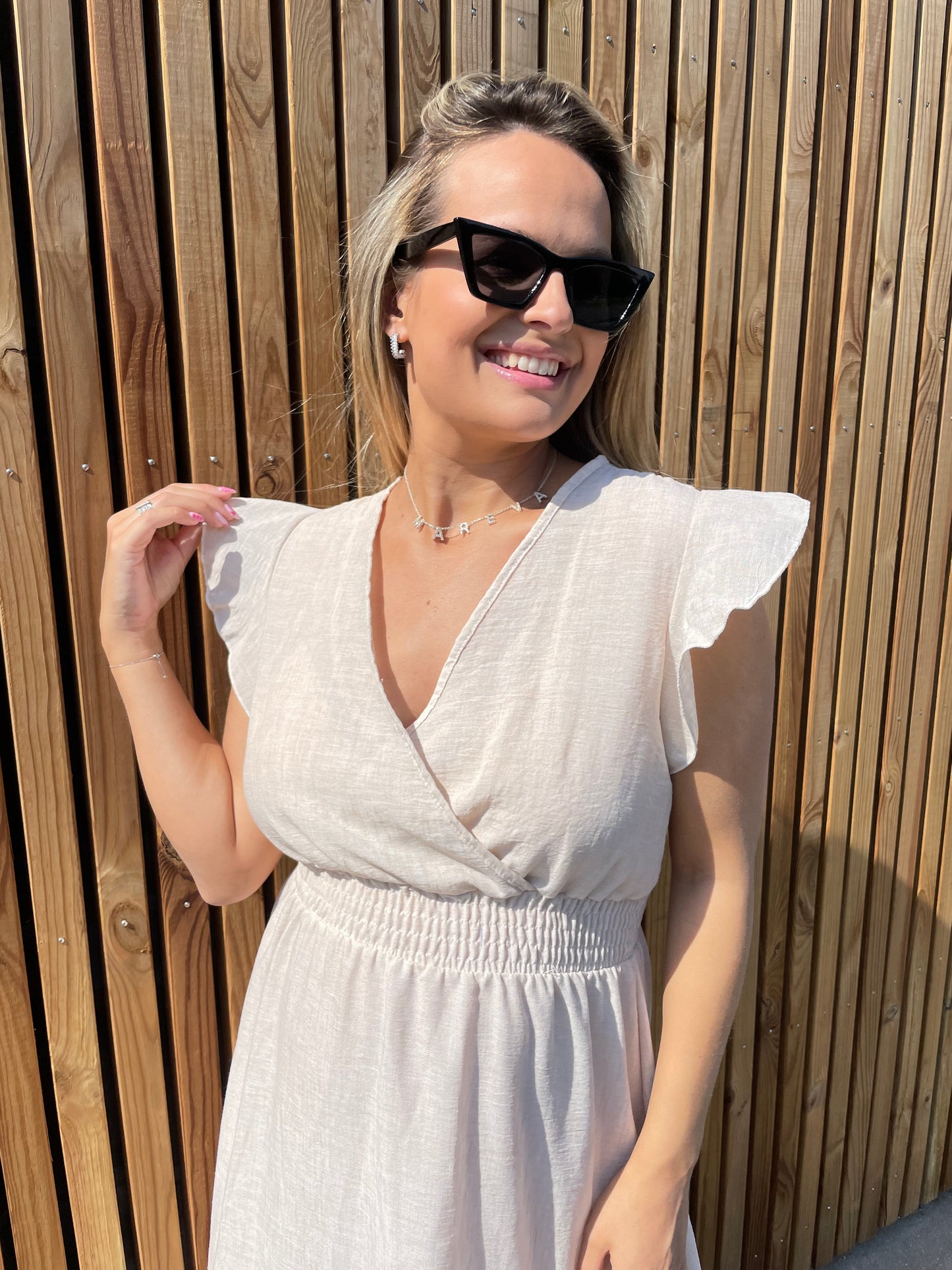 Robe effet lin beige