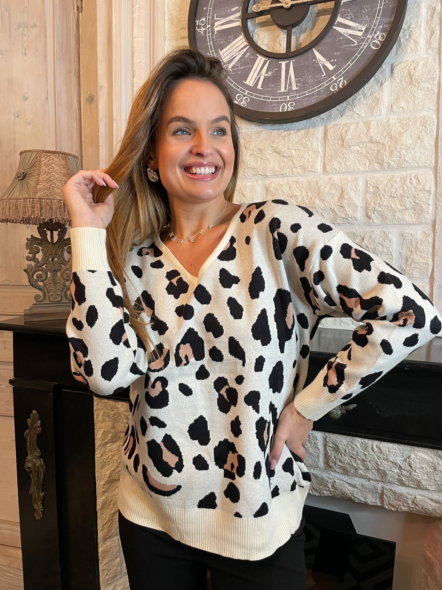 Pull Léopard beige
