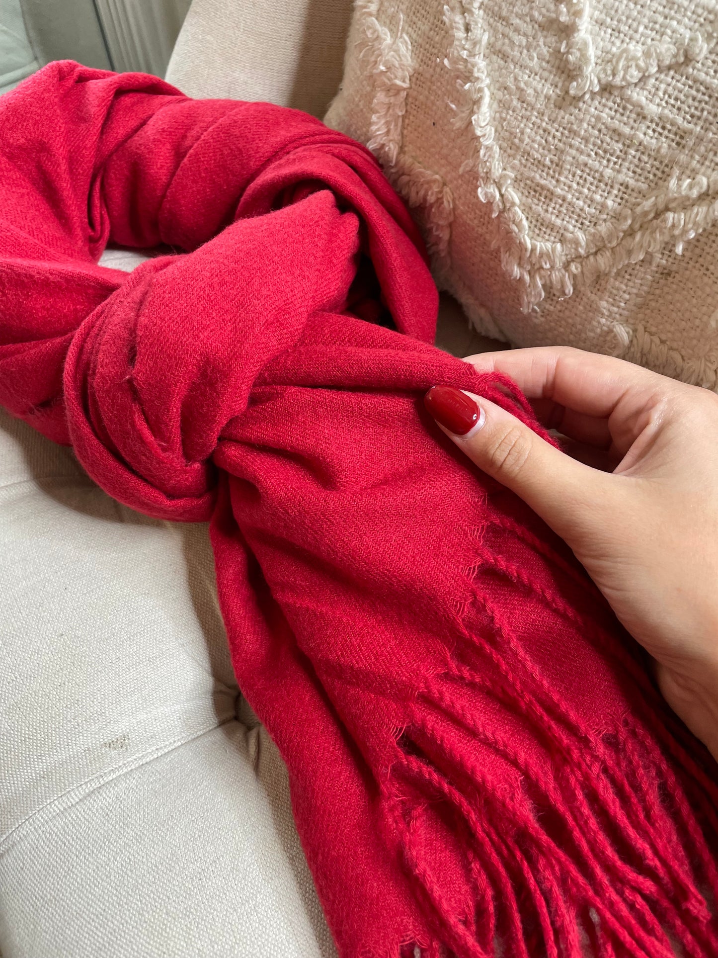 Écharpe toucher cachemire rouge