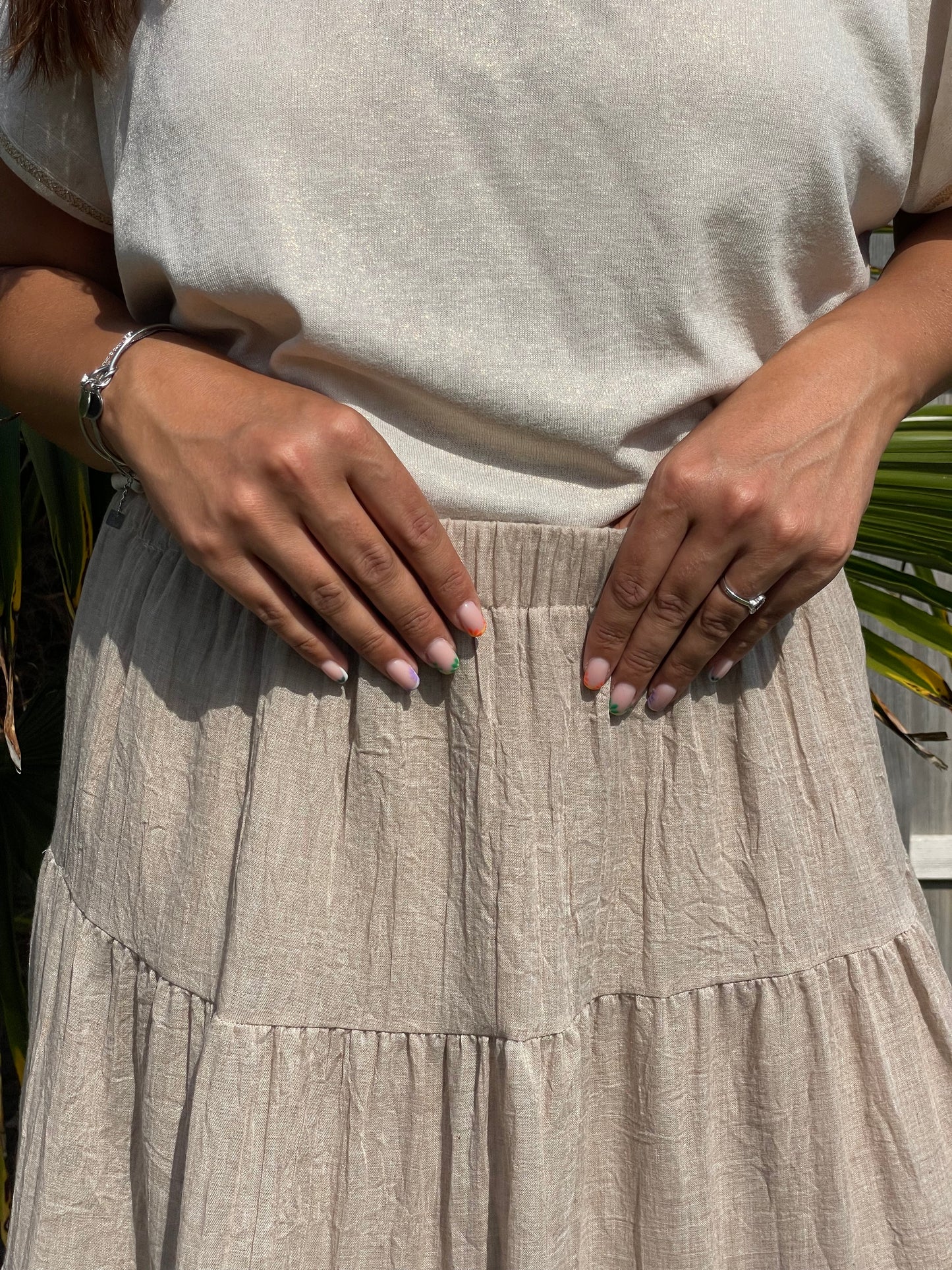 Jupe esmeralda beige