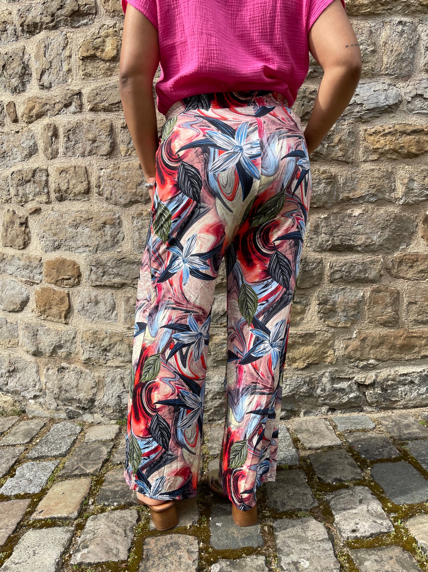 Pantalon flowers rose
