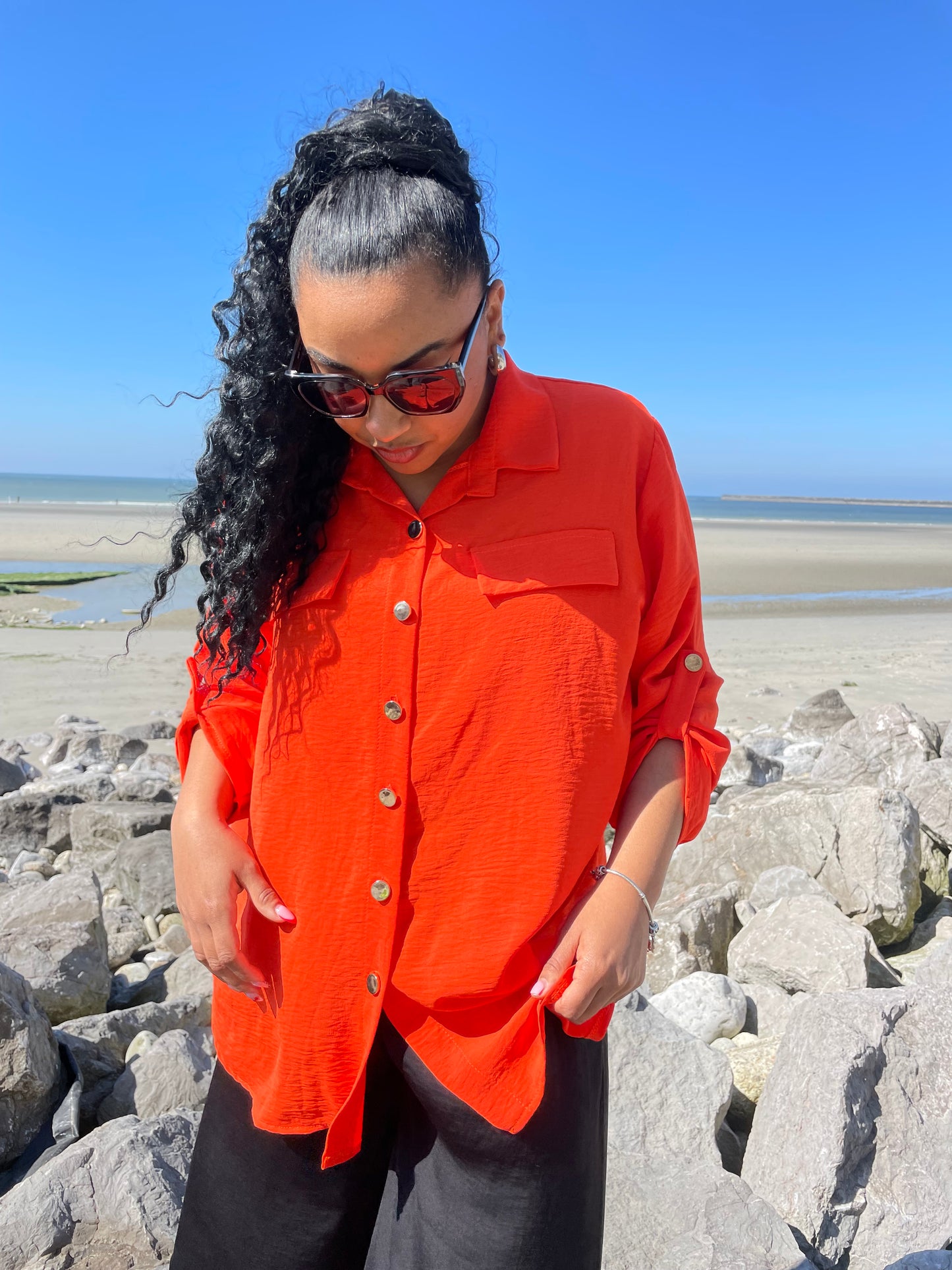 Chemise ample Jeanne orange