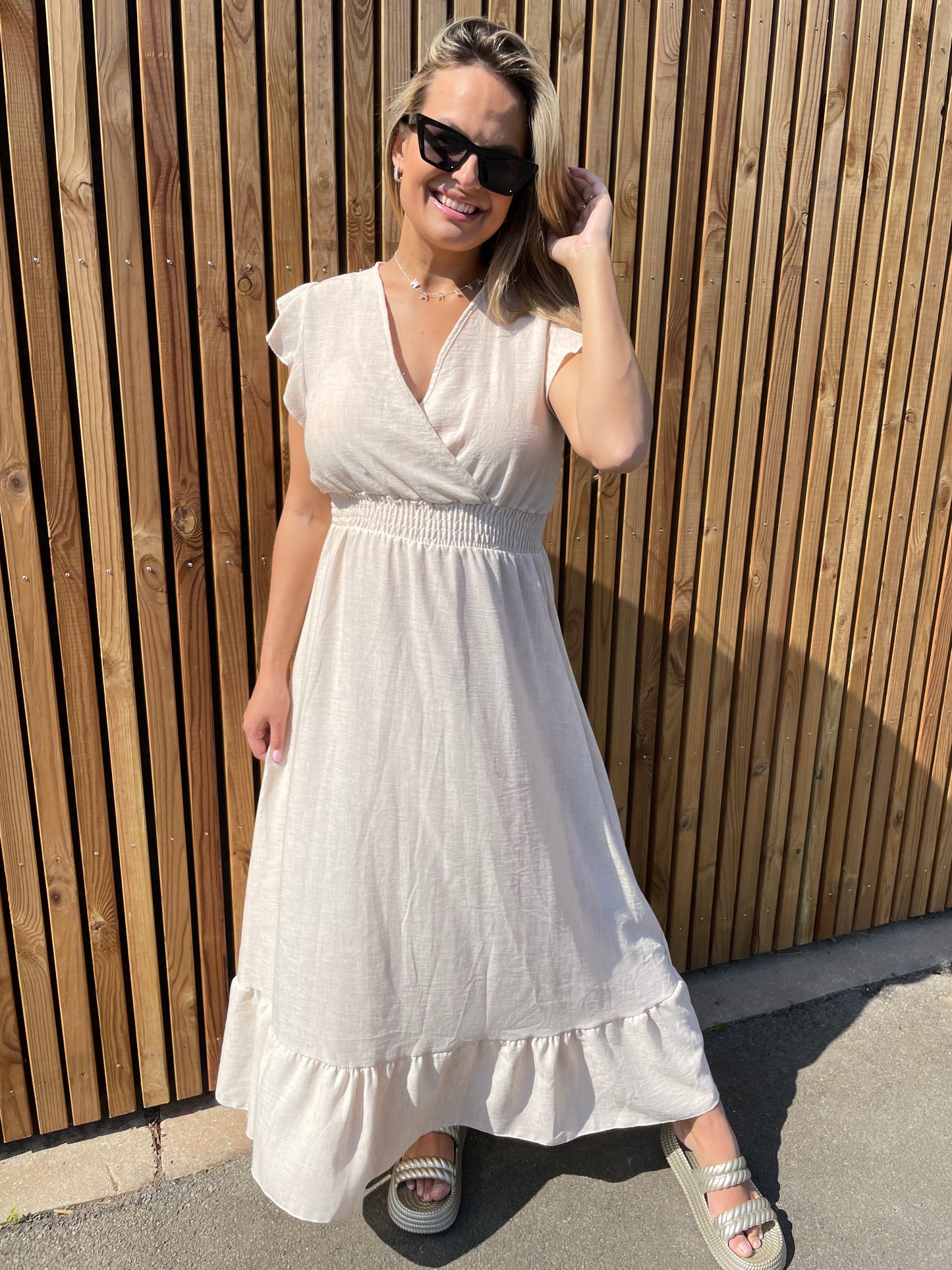 Robe effet lin beige