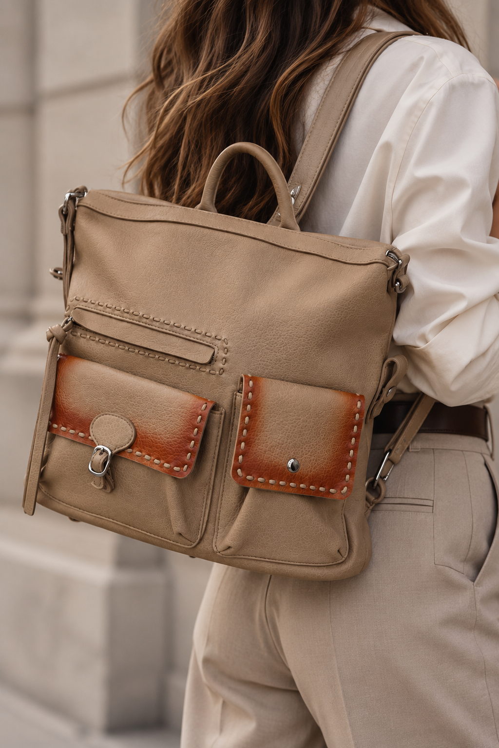 Sac à dos beige