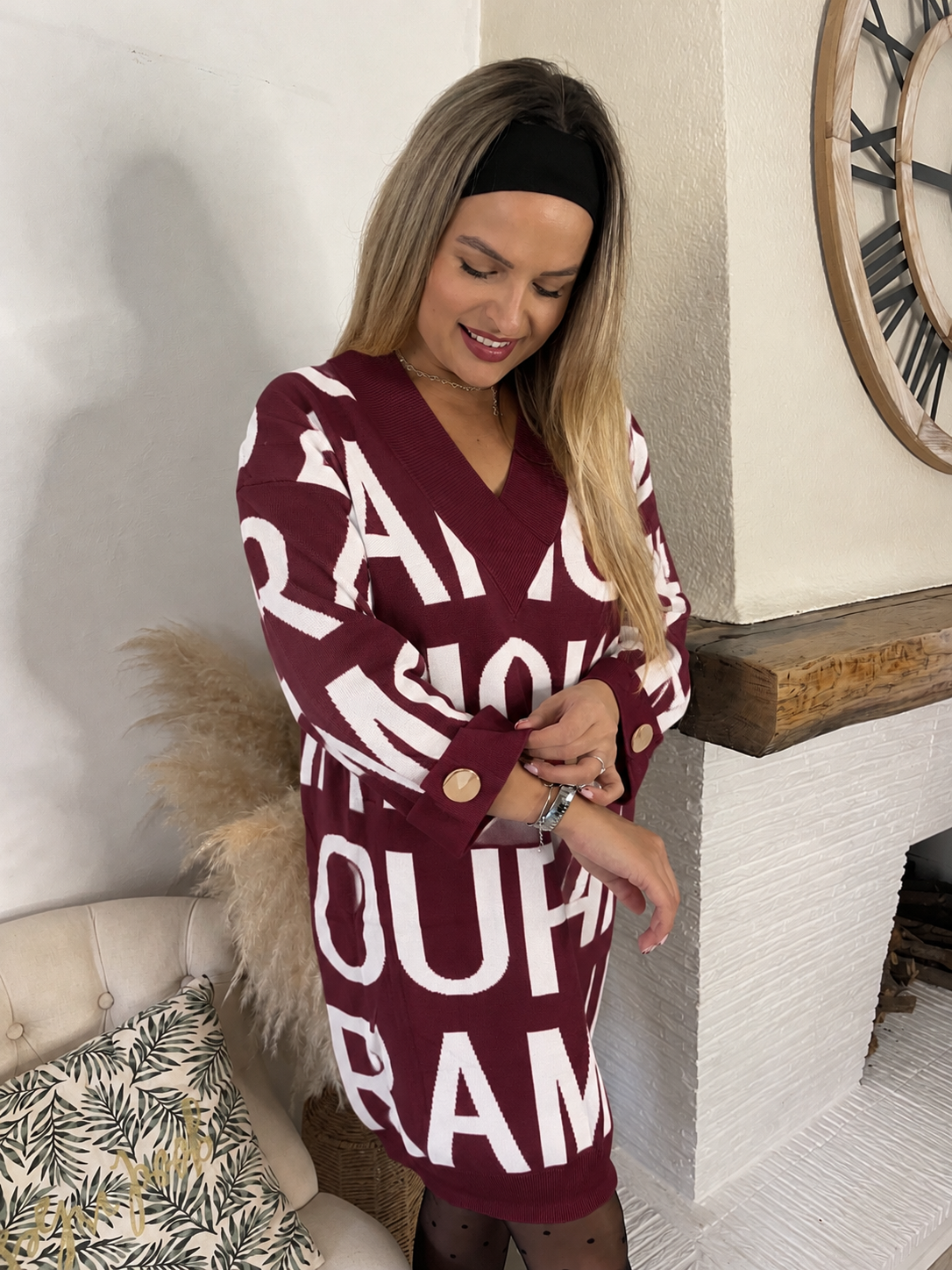 Robe pull Amour bordeaux