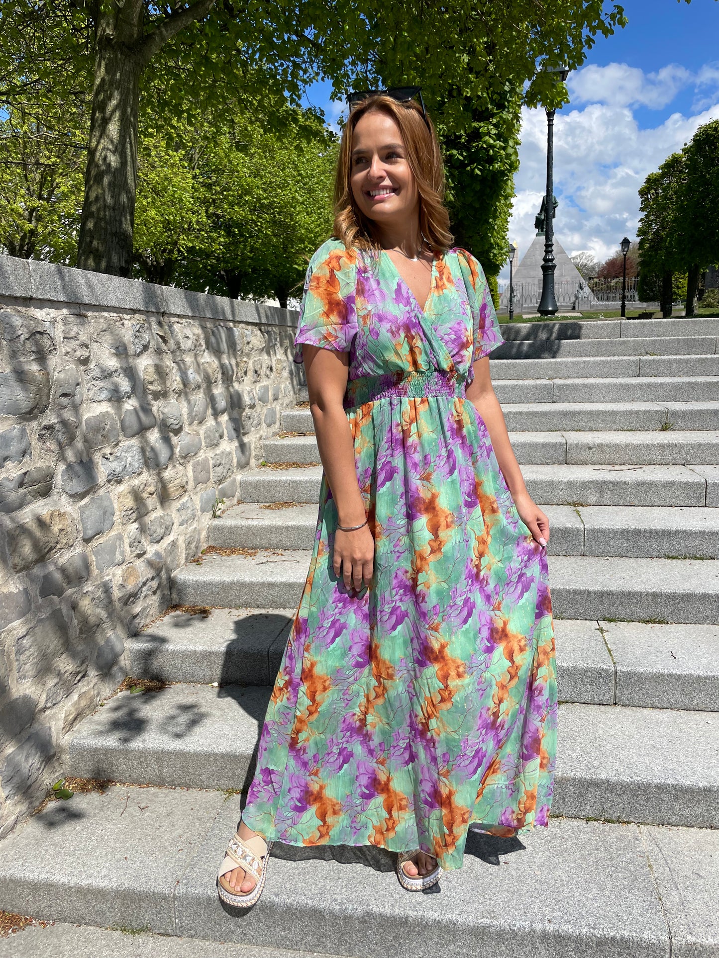Robe Rainbow verte/mauve