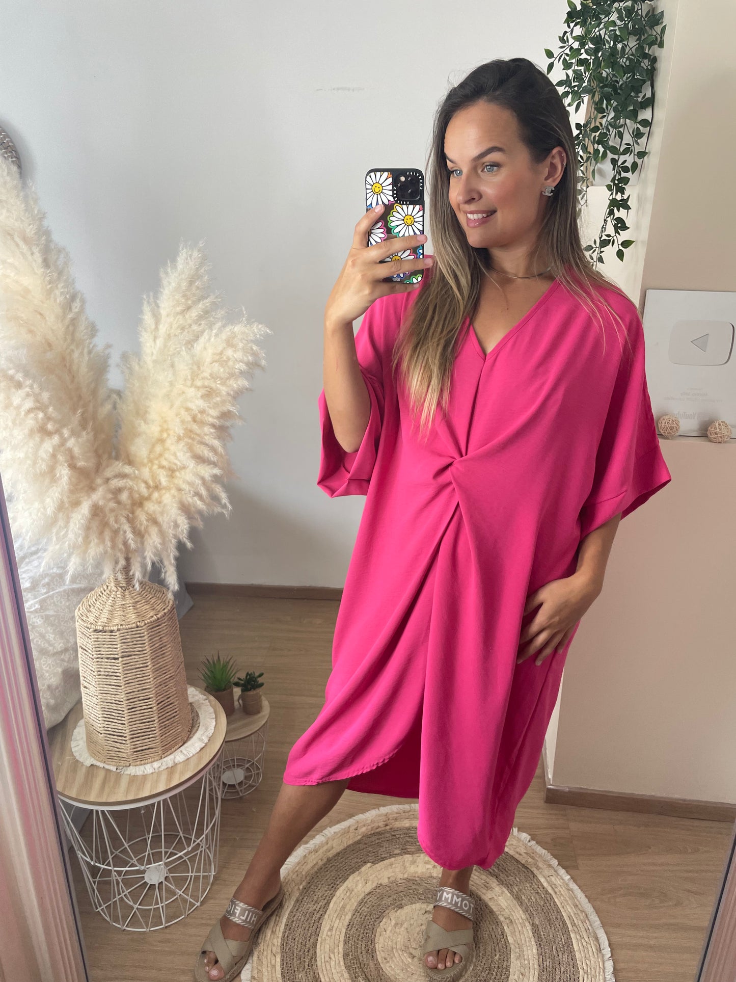 Robe ample rose fushia