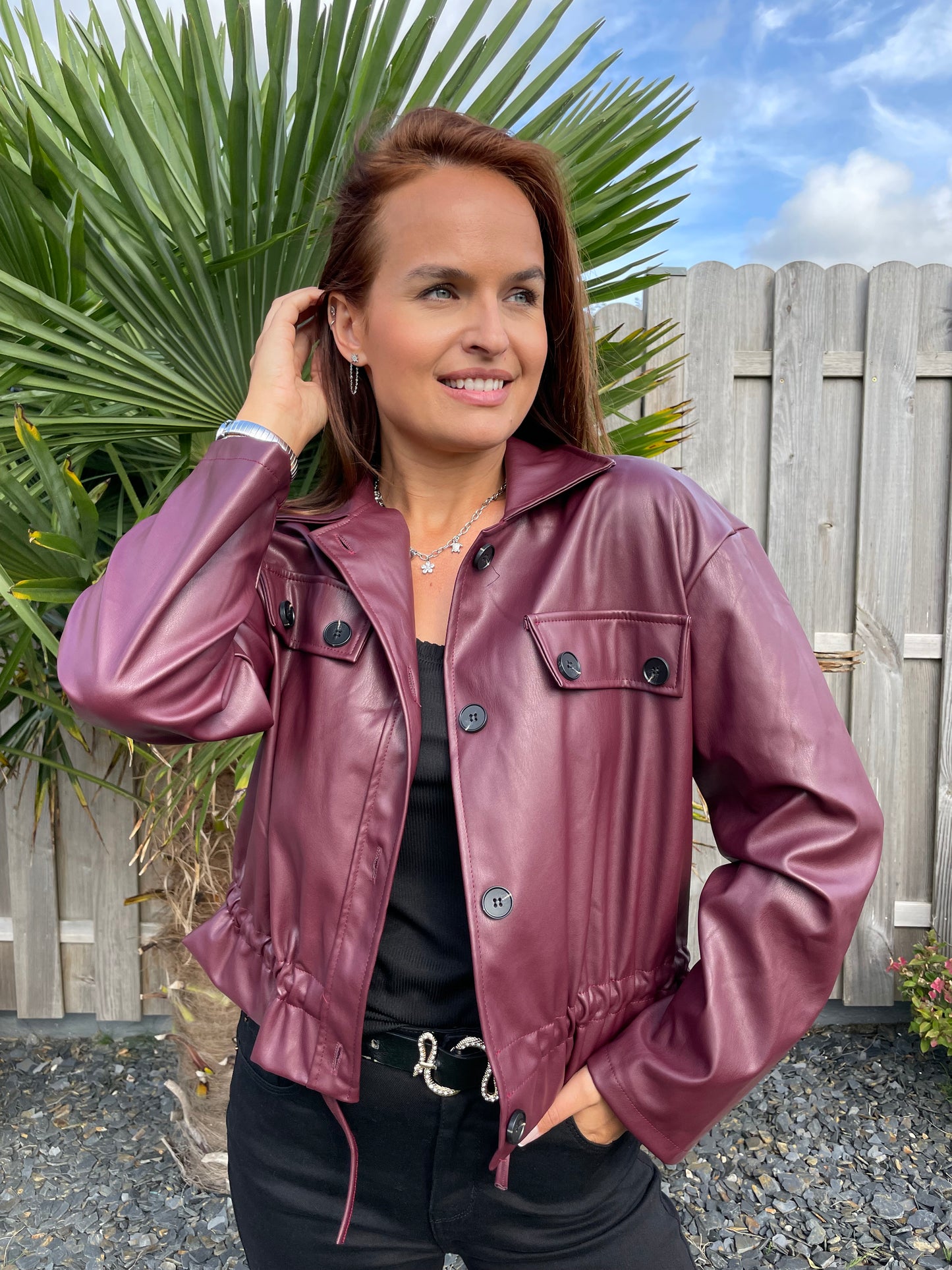 Veste simili bordeaux