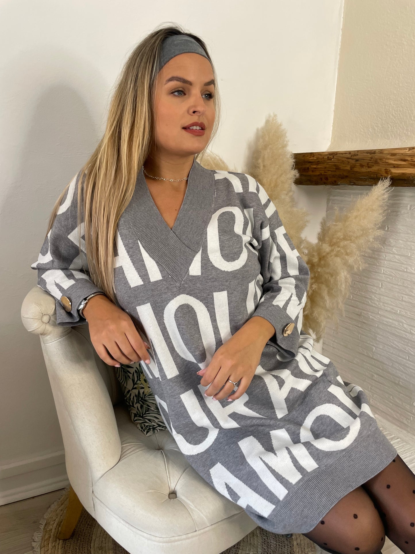 Robe pull Amour grise