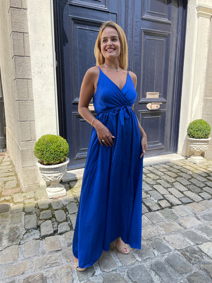 Robe Cannes Satinée bleue