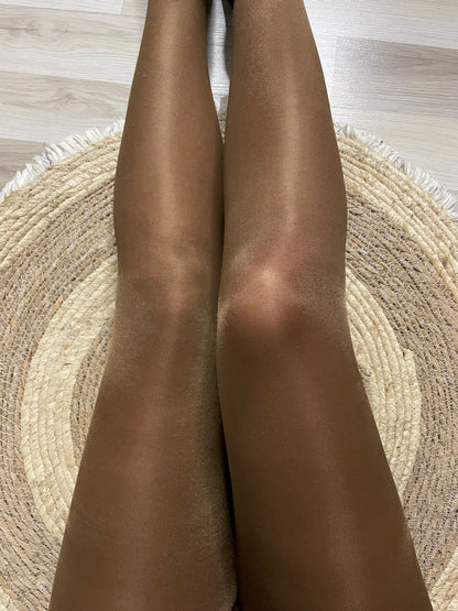 Collants marrons dorés