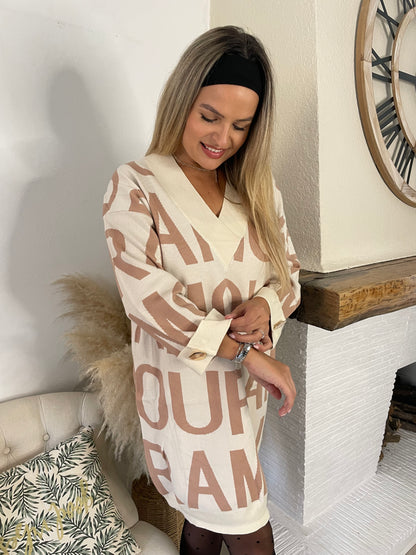 Robe pull Amour blanche