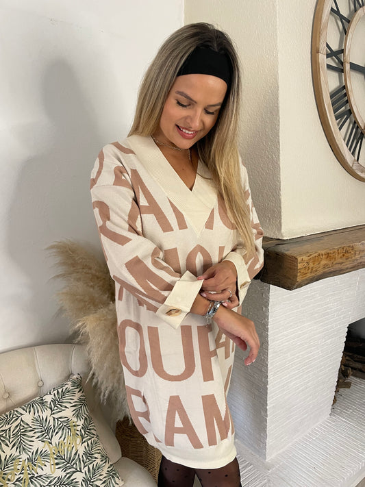 Robe pull Amour blanche