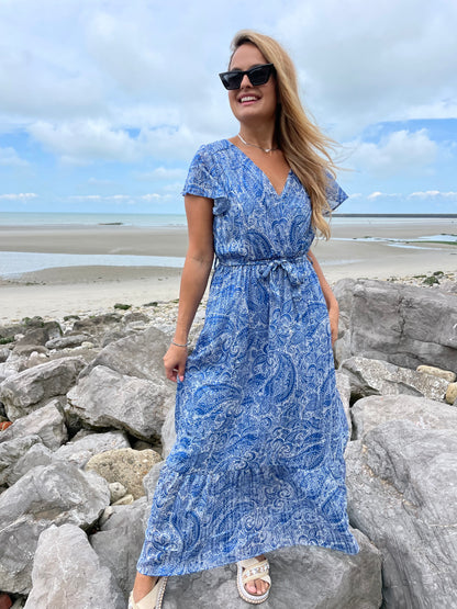 Robe longue Agathe bleue