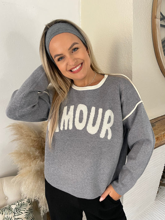 Pull Amour gris