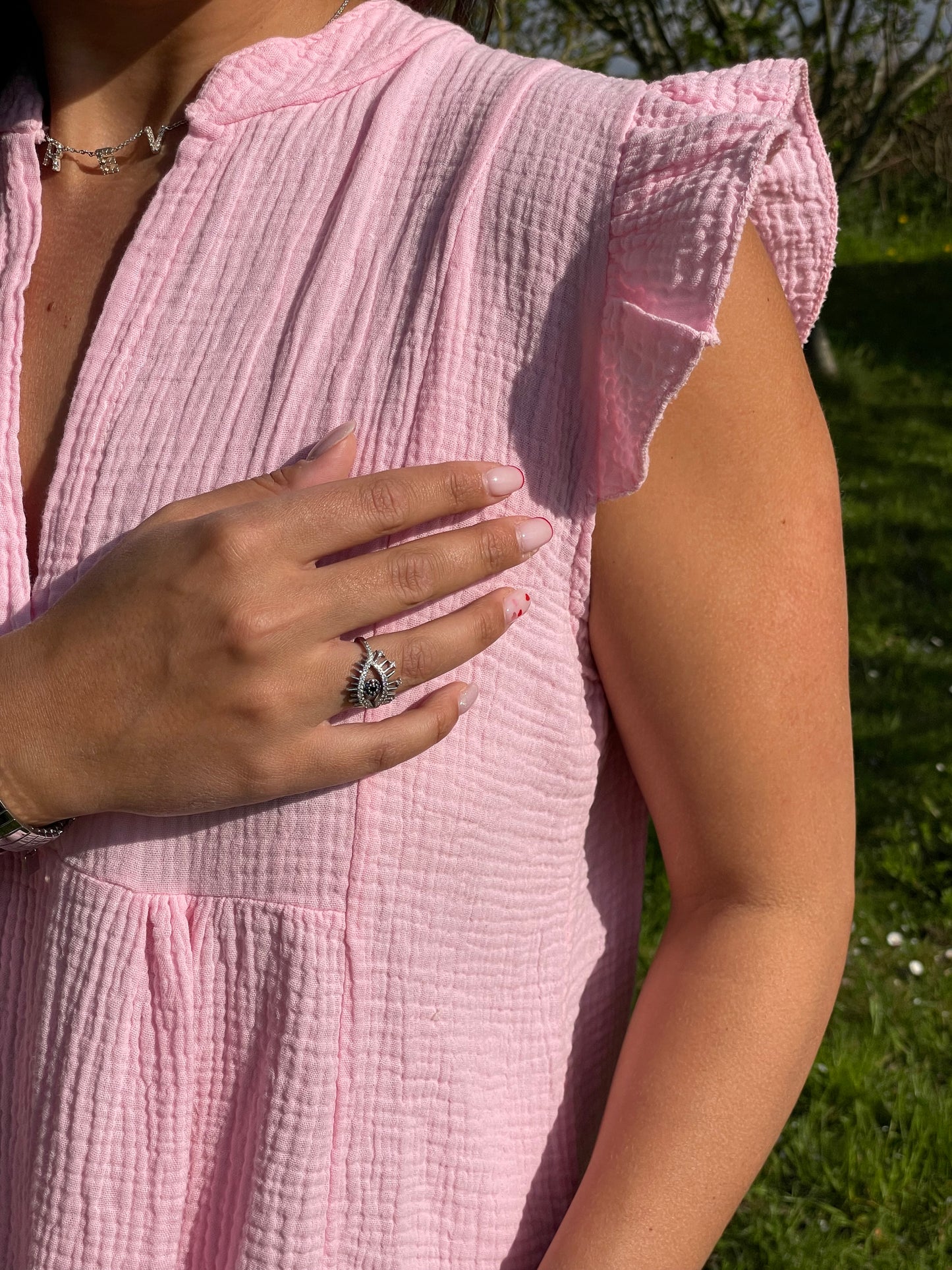 Robe blush gaz de coton rose