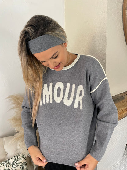Pull Amour gris
