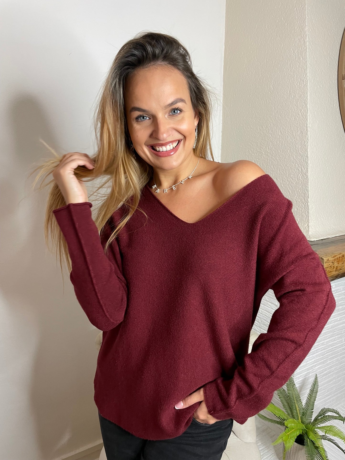 Pull Ambre bordeaux