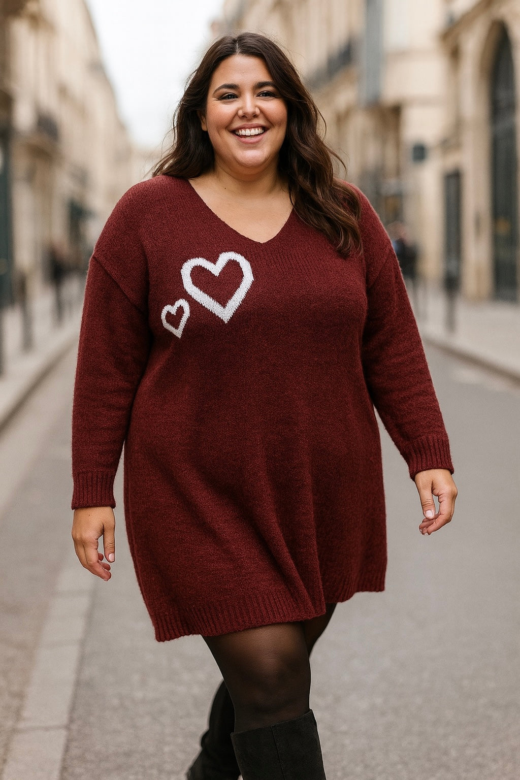 Robe pull heart bordeaux T.46 à 52.