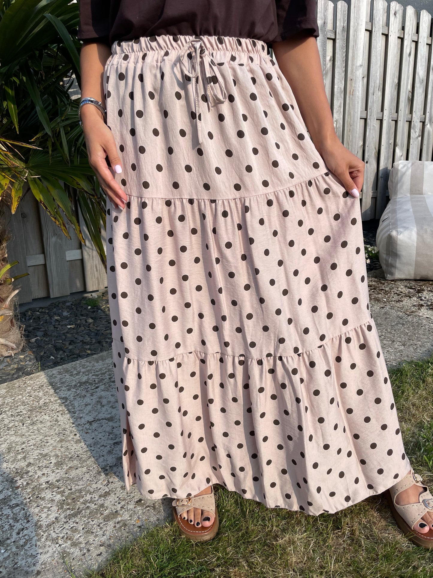Jupe pois beige