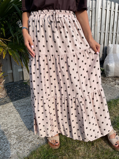 Jupe pois beige