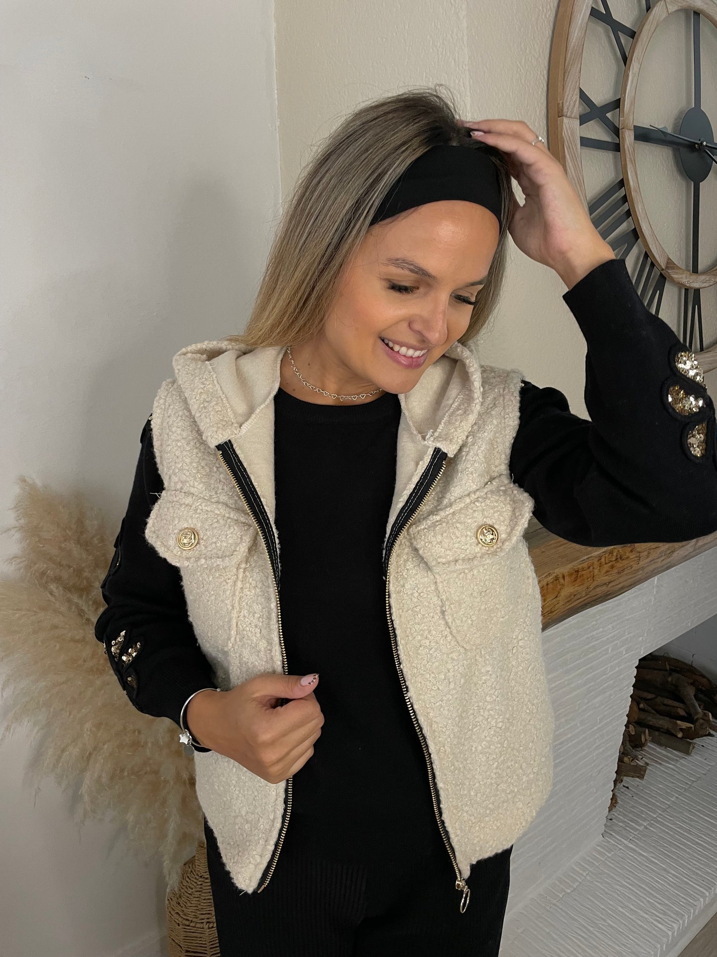 Veste Lara beige sans manches