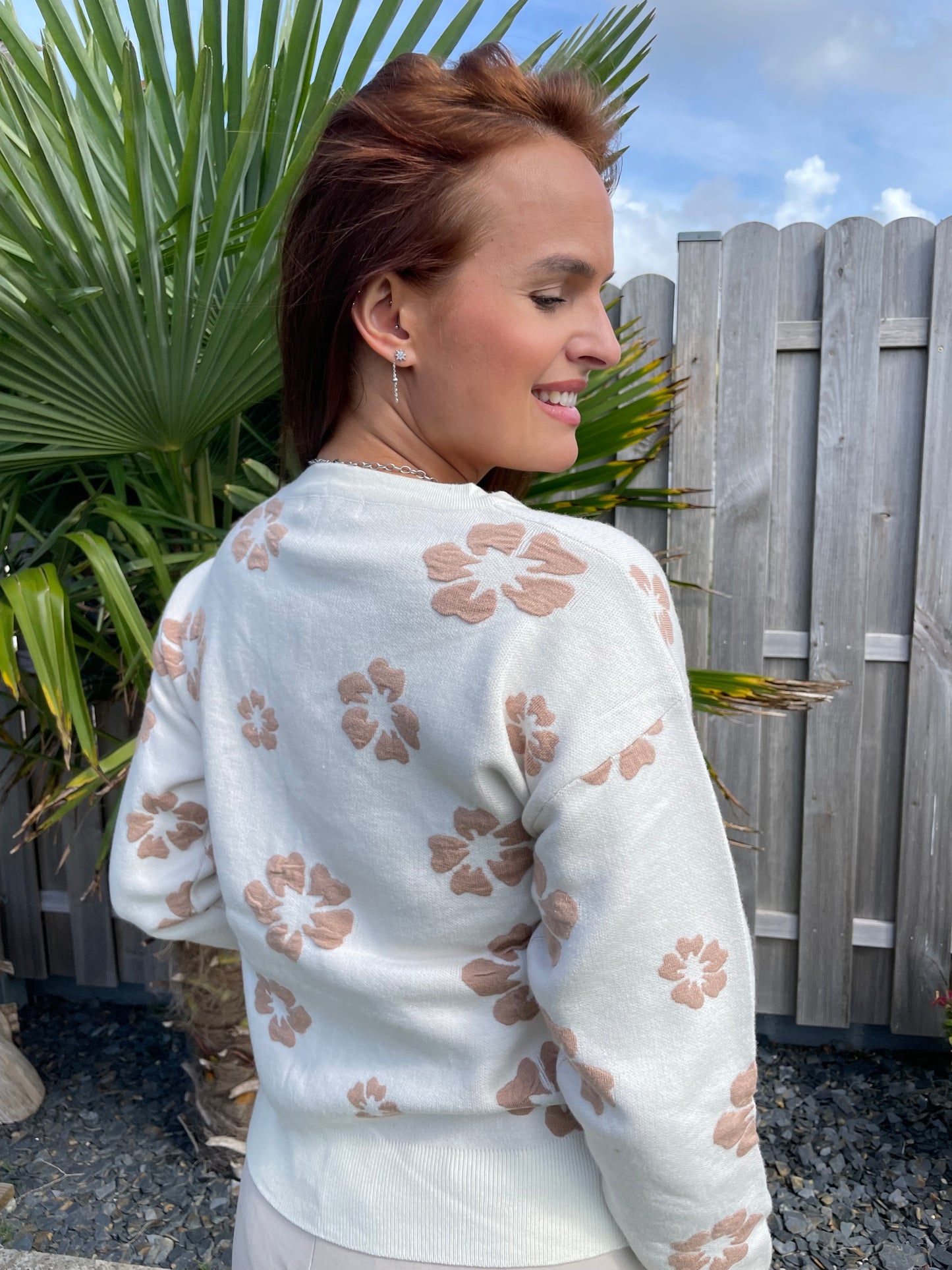 Gilet fleurs blanc