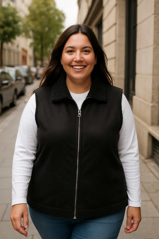 Veste fluffly noire T.46 à 52.