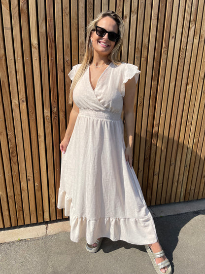 Robe effet lin beige