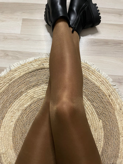 Collants marrons dorés