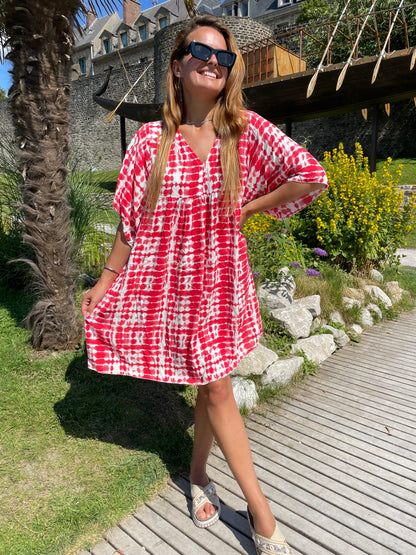 Robe tunique Elena rouge