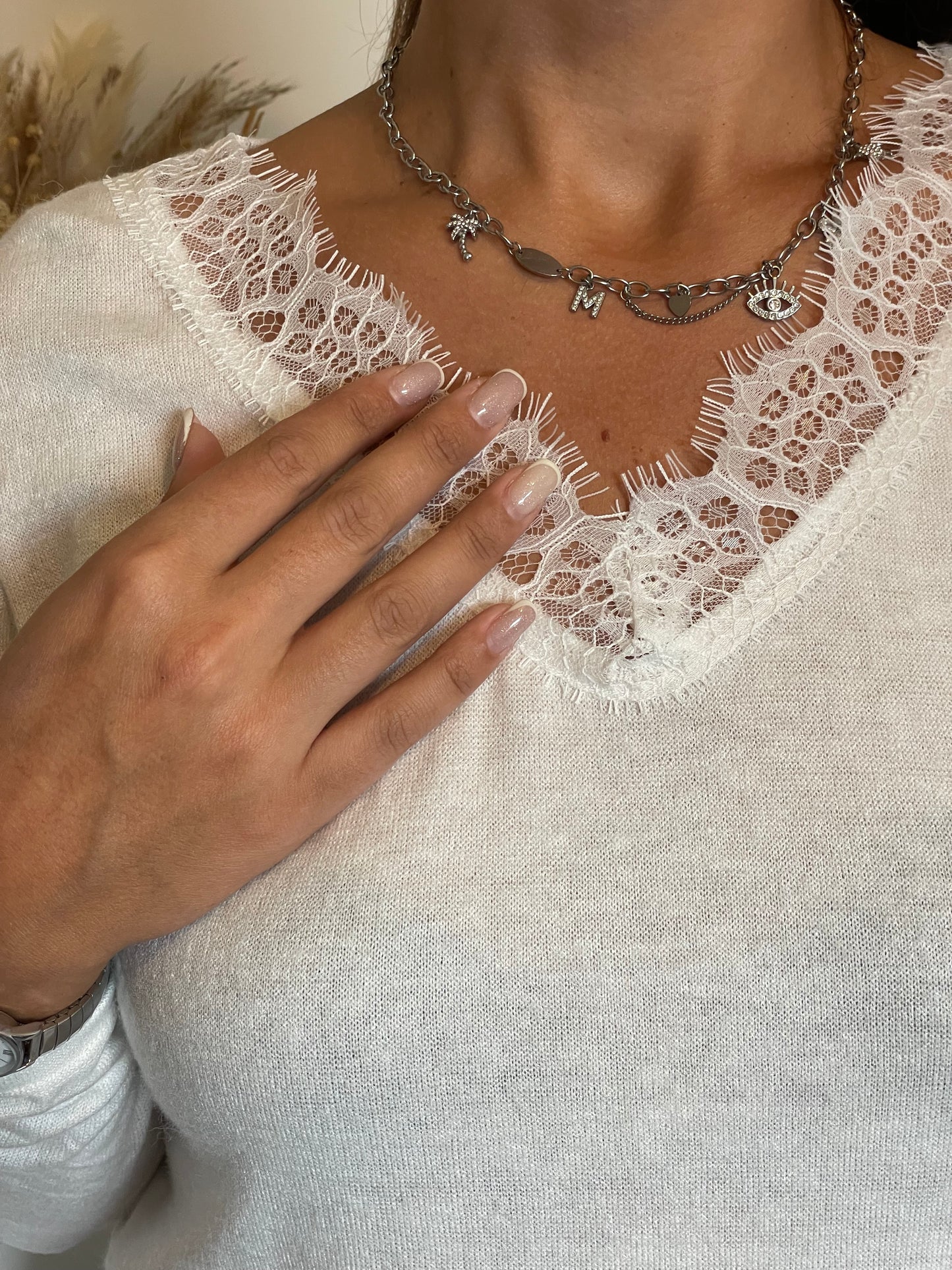 Haut dentelle blanc