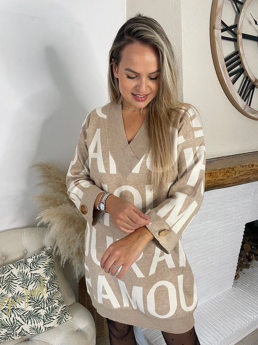 Robe pull Amour beige