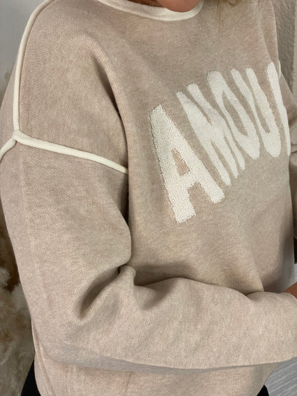Pull Amour beige