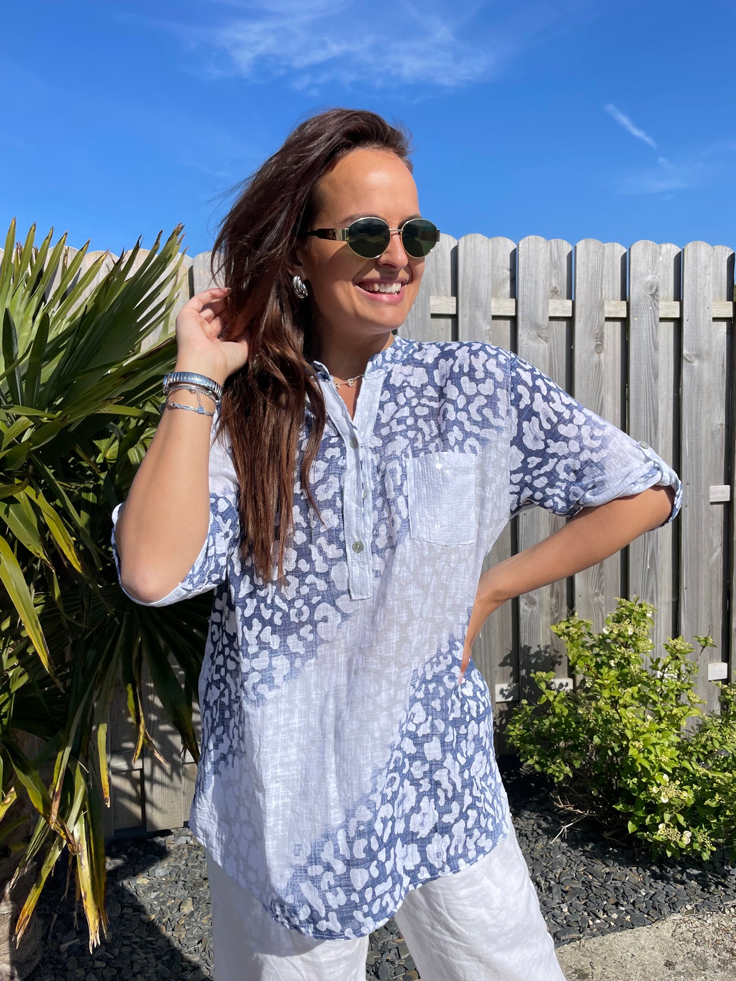 Chemise Leonie bleue et blanche