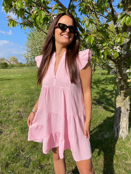 Robe blush gaz de coton rose