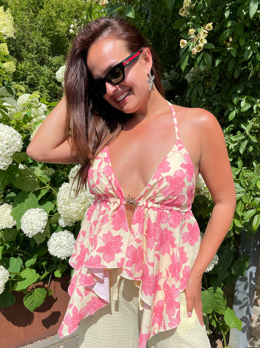 Haut Tulum jaune et rose