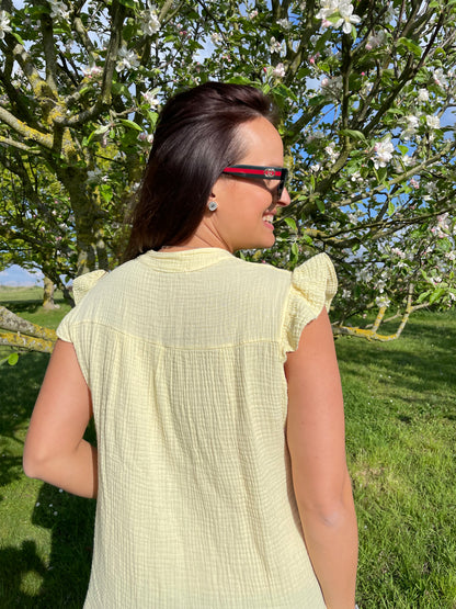 Robe blush gaz de coton jaune