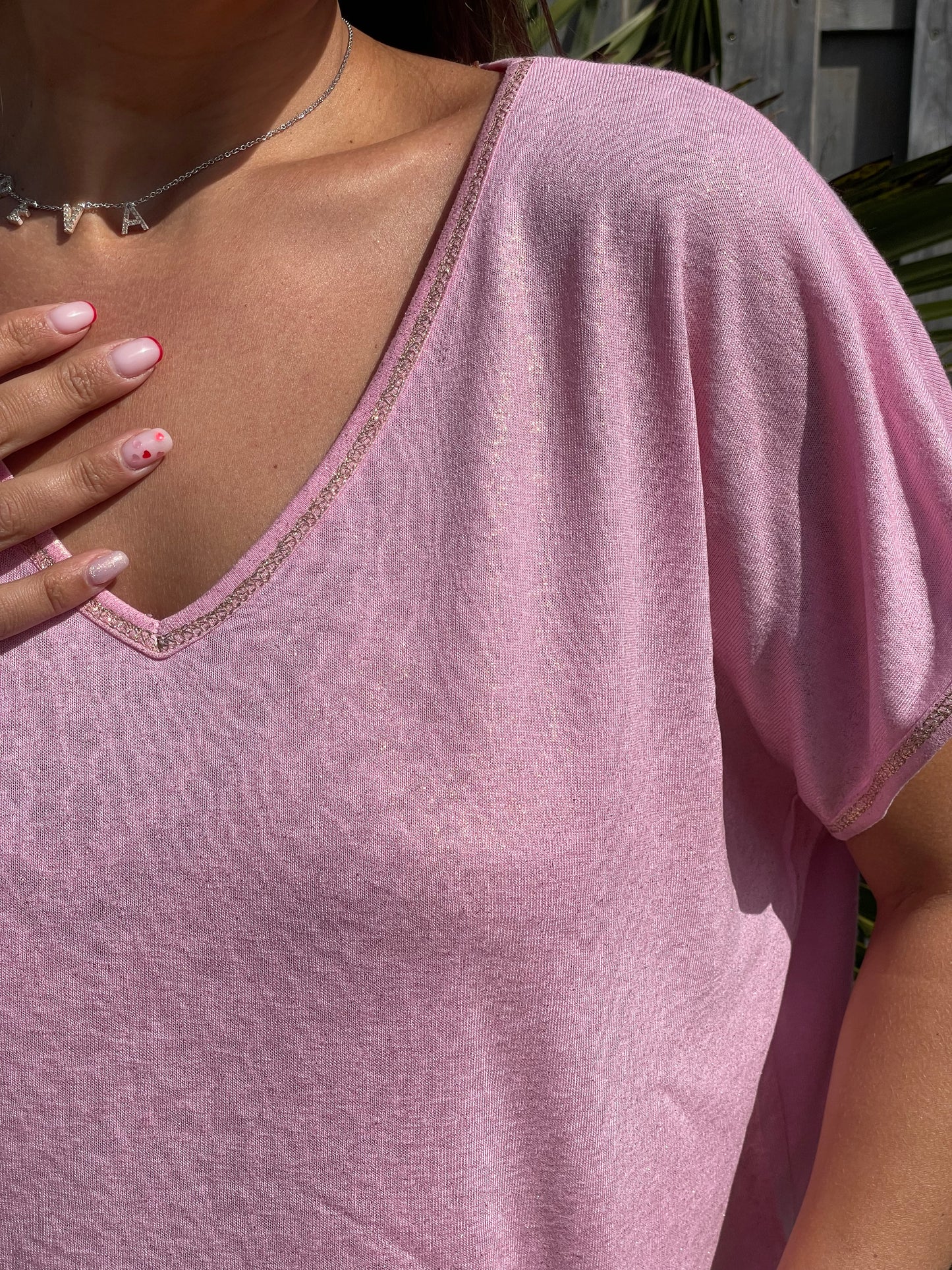 Haut brillant rose