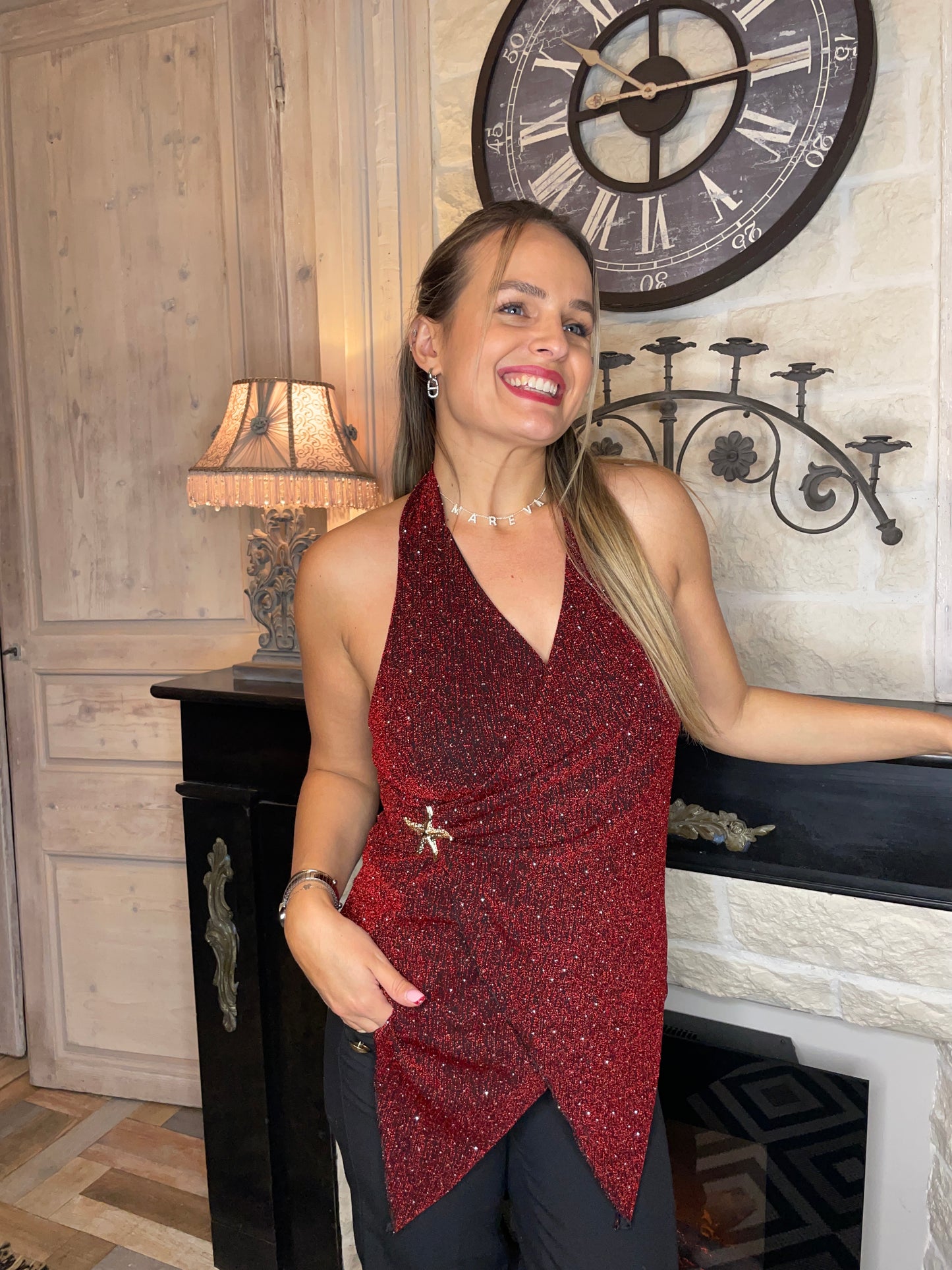 Haut dos nu mermaid Bordeaux