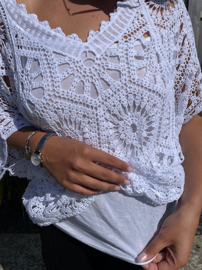 Haut dentelle blanc